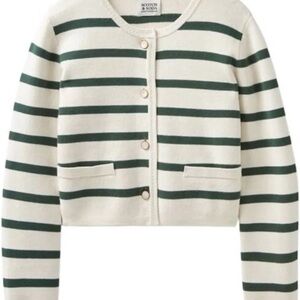 Striped Cardigan - Green and White